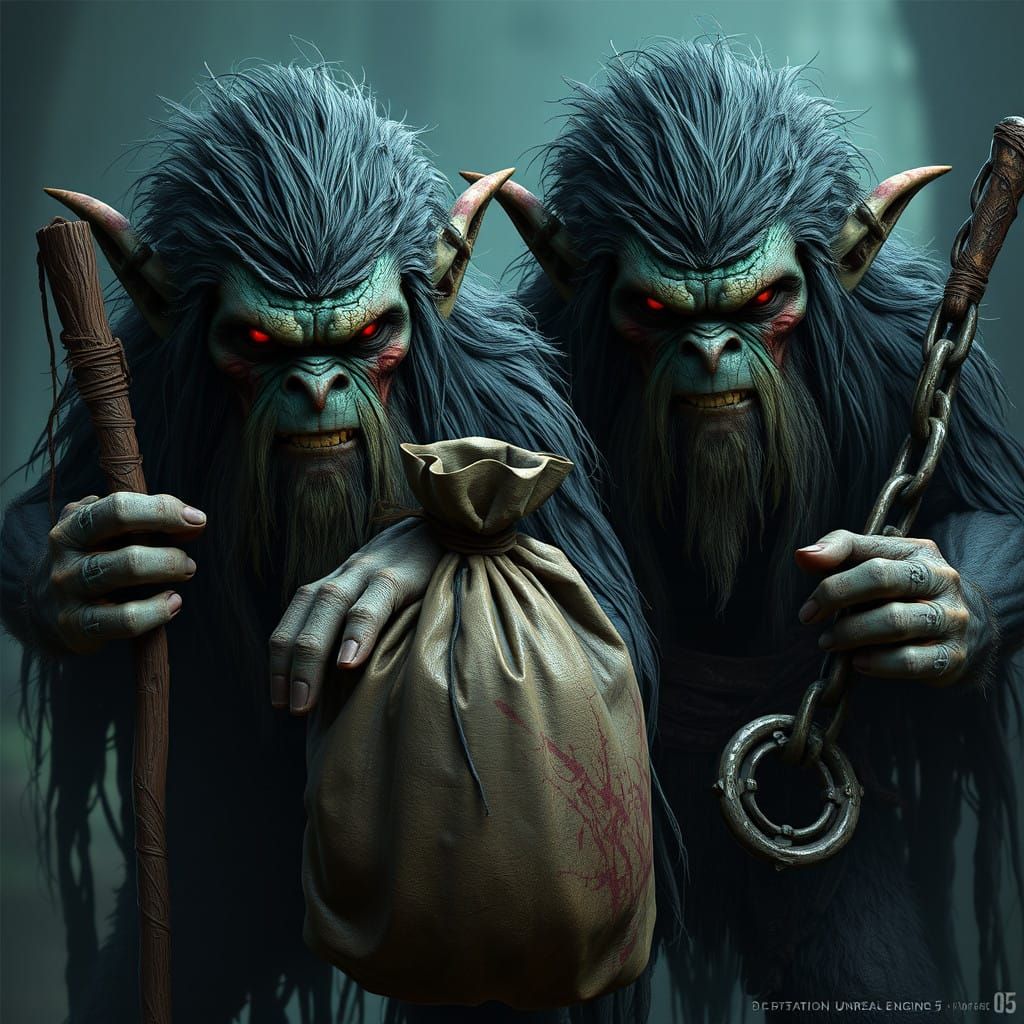 Fantastical Orcs in Deep Fantasy Landscape