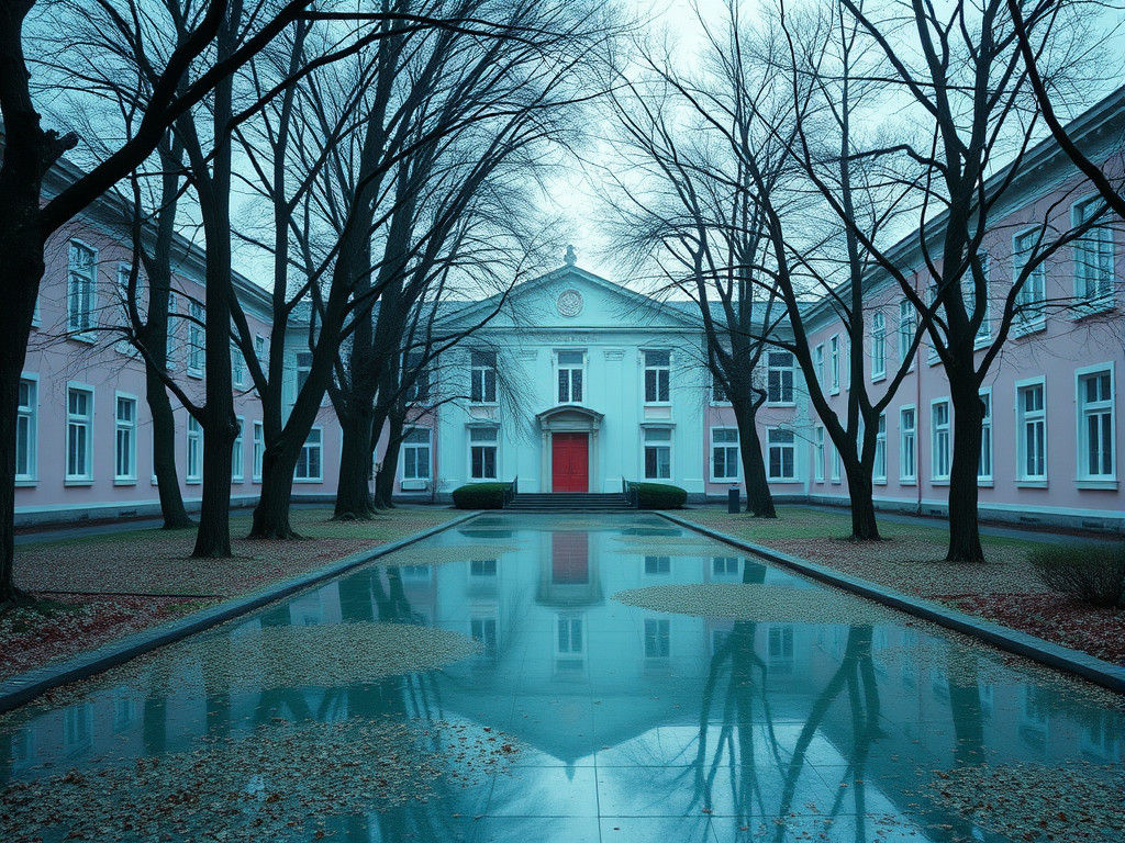 Peaceful Ultraminimal Haven in Blue-Green and Pink