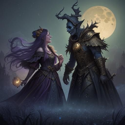 Friends Sharing Treats Under Harvest Moon