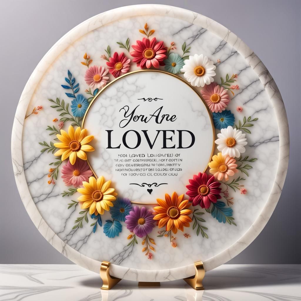 Engraved Marble Tablet with Floral Patterns