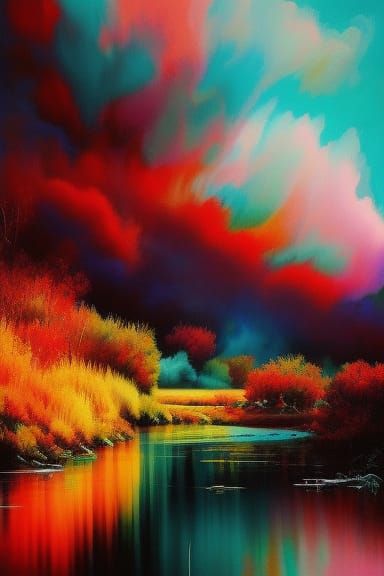 Colorful Ink Flow Tulips in Gouache Style