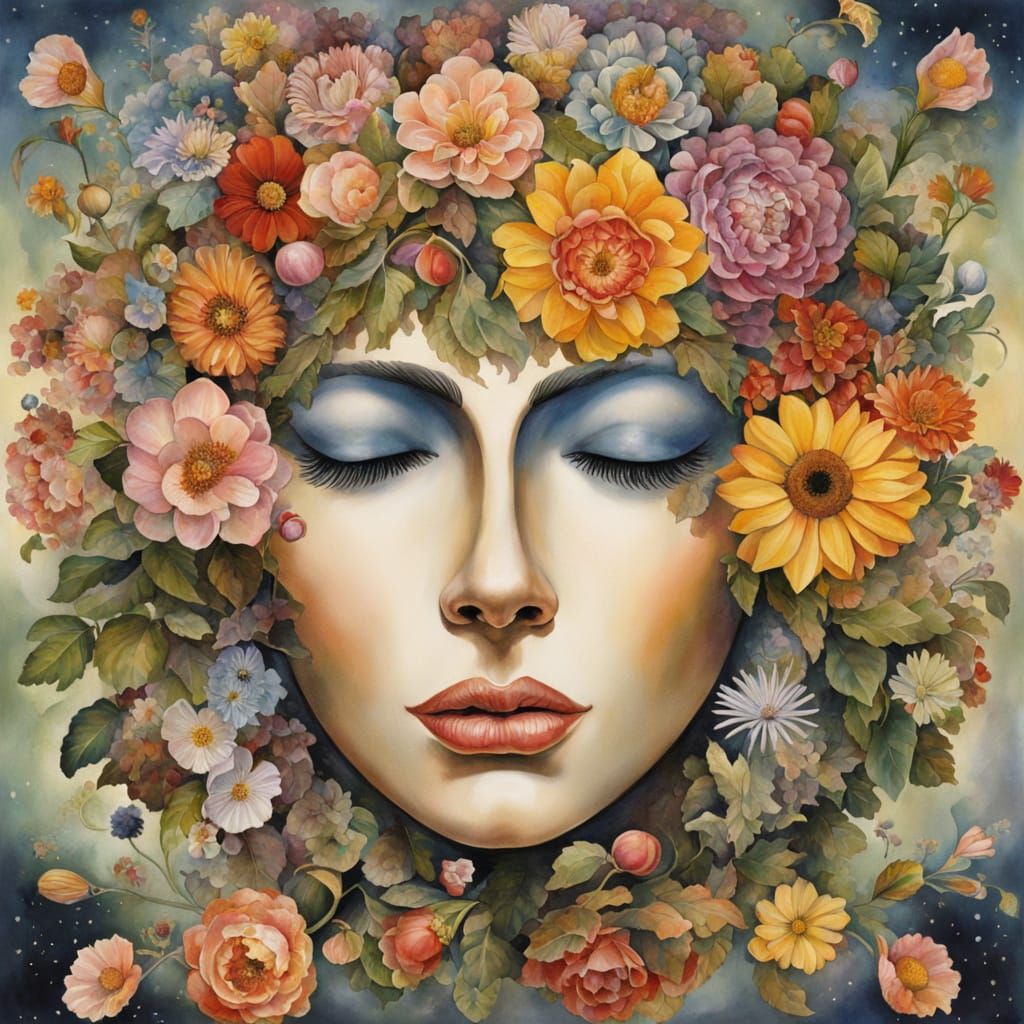 Surreal Floral Gaia in Cosmic Mannerist Style