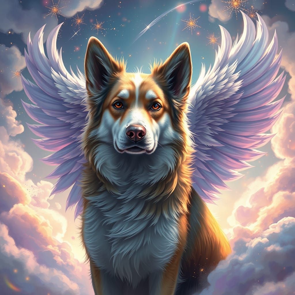 Canine Angel in Whimsical Realism