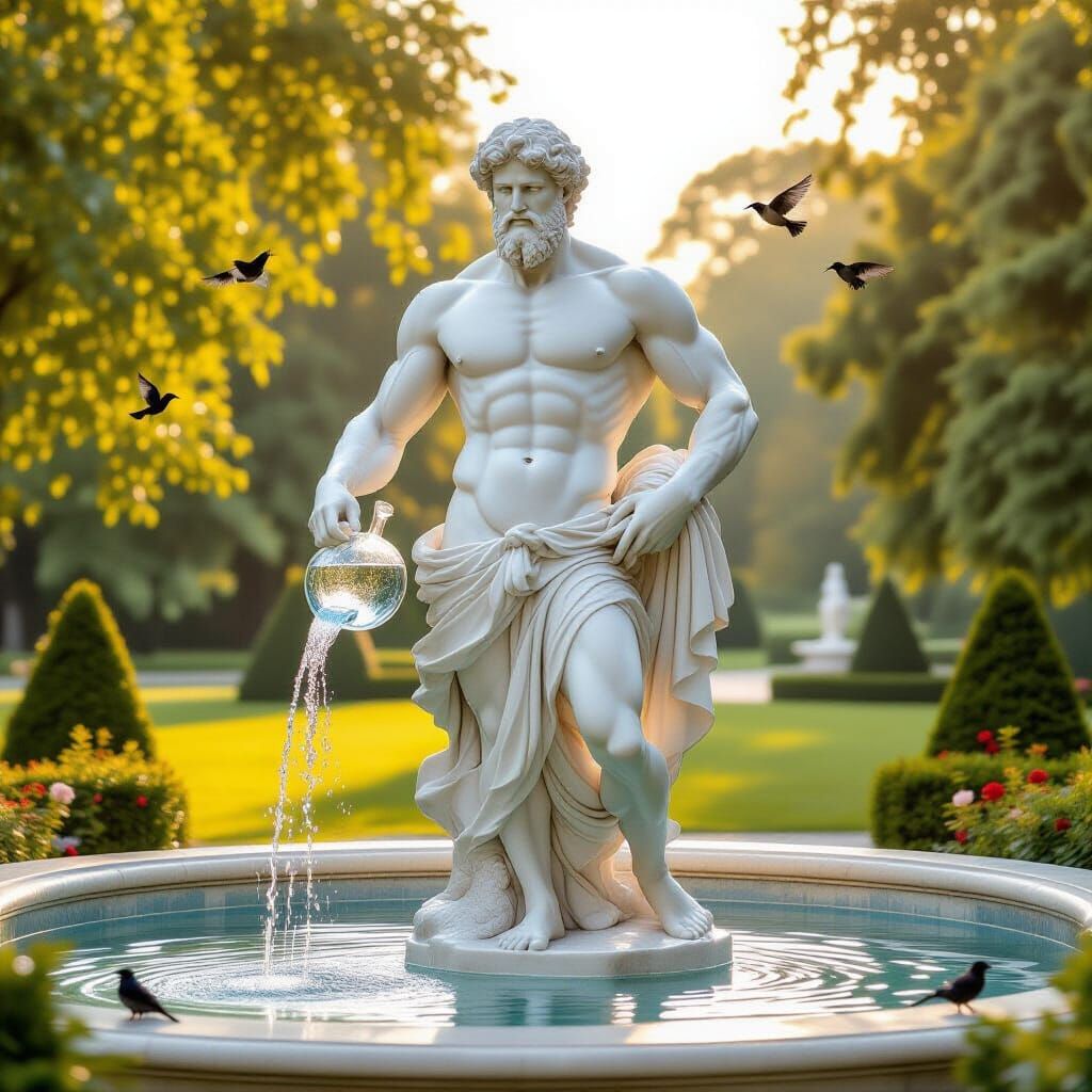 Majestic Marble Man Fountain Inspired by Renaissance Art