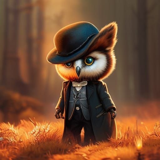 Steampunk Peaky Blinders Owl Portrait in London