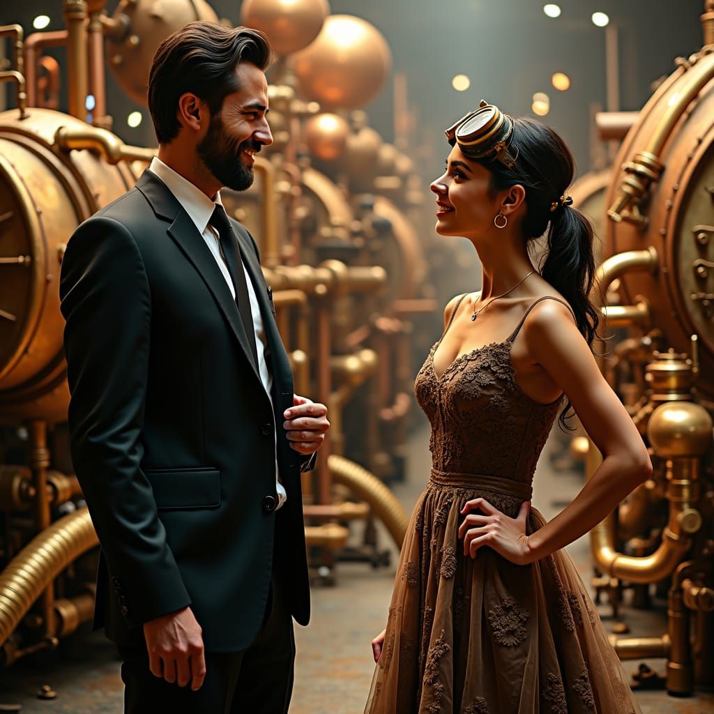 Steampunk Couple at Technic Exhibition