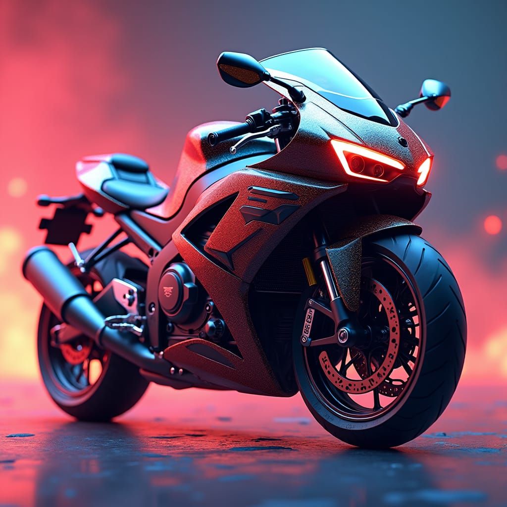 Majestic Kawasaki Motorcycle in High-Fantasy Matte Painting