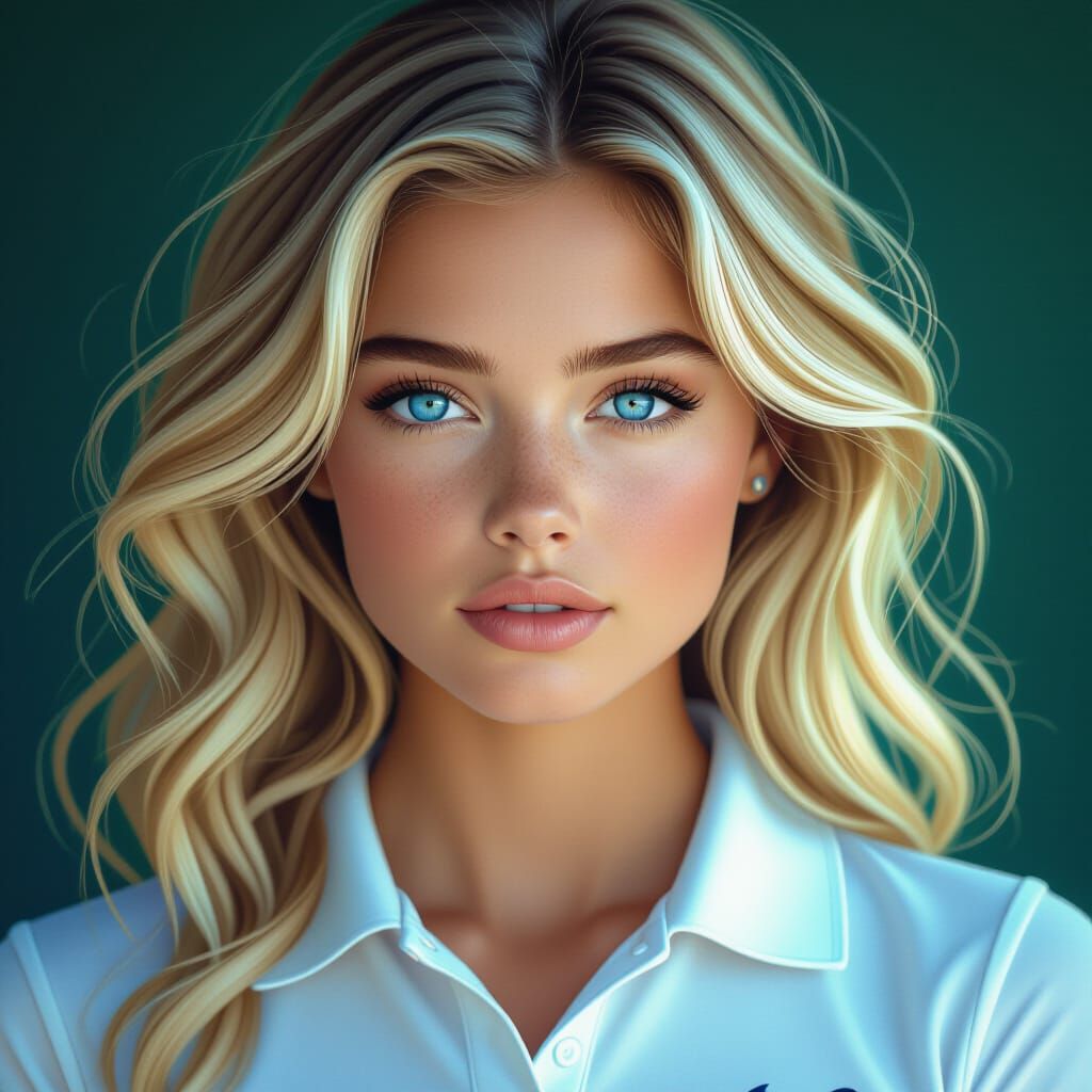 Blond Girl Portrait in Hyperrealistic Style
