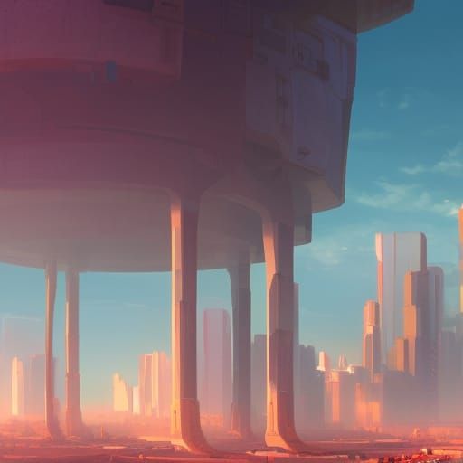 Post-Apocalyptic Desert City in Anime Style