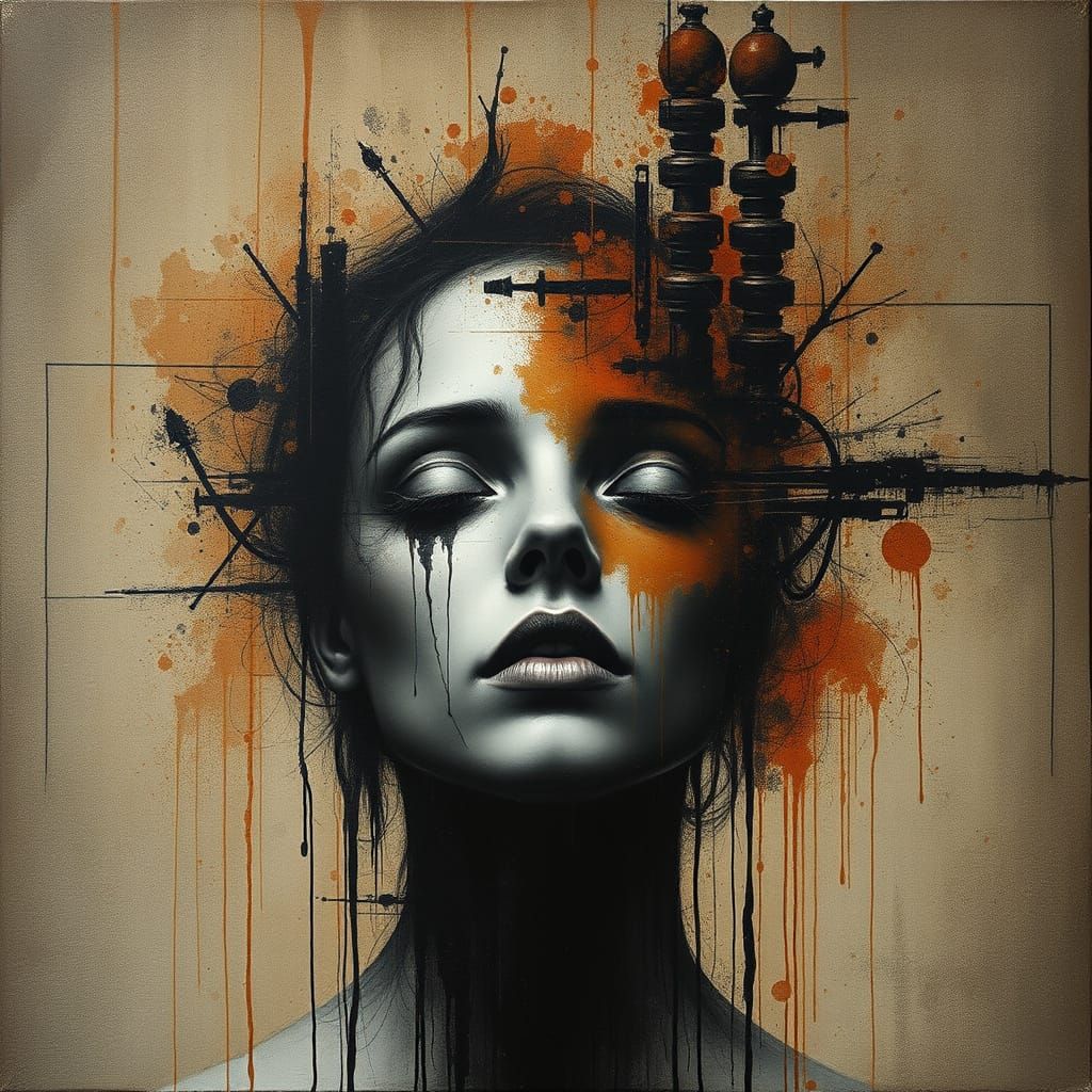 Gestalt Composition in Charcoal and Rust