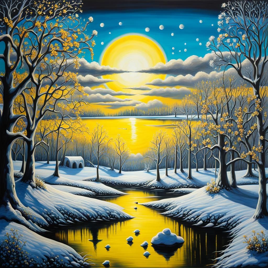 Gothic Tim Burton Winter Landscape with Melting Snow