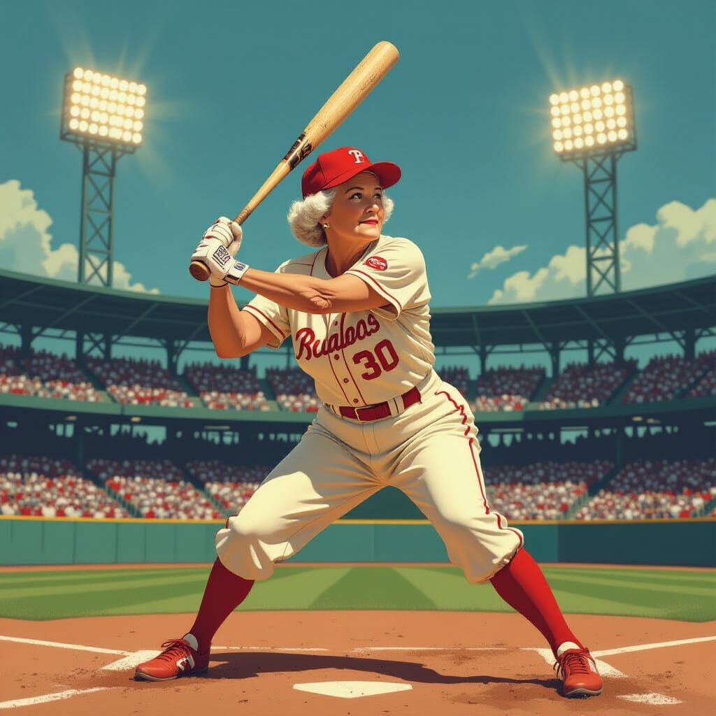 Vintage Baseball Player in Comic Book Style
