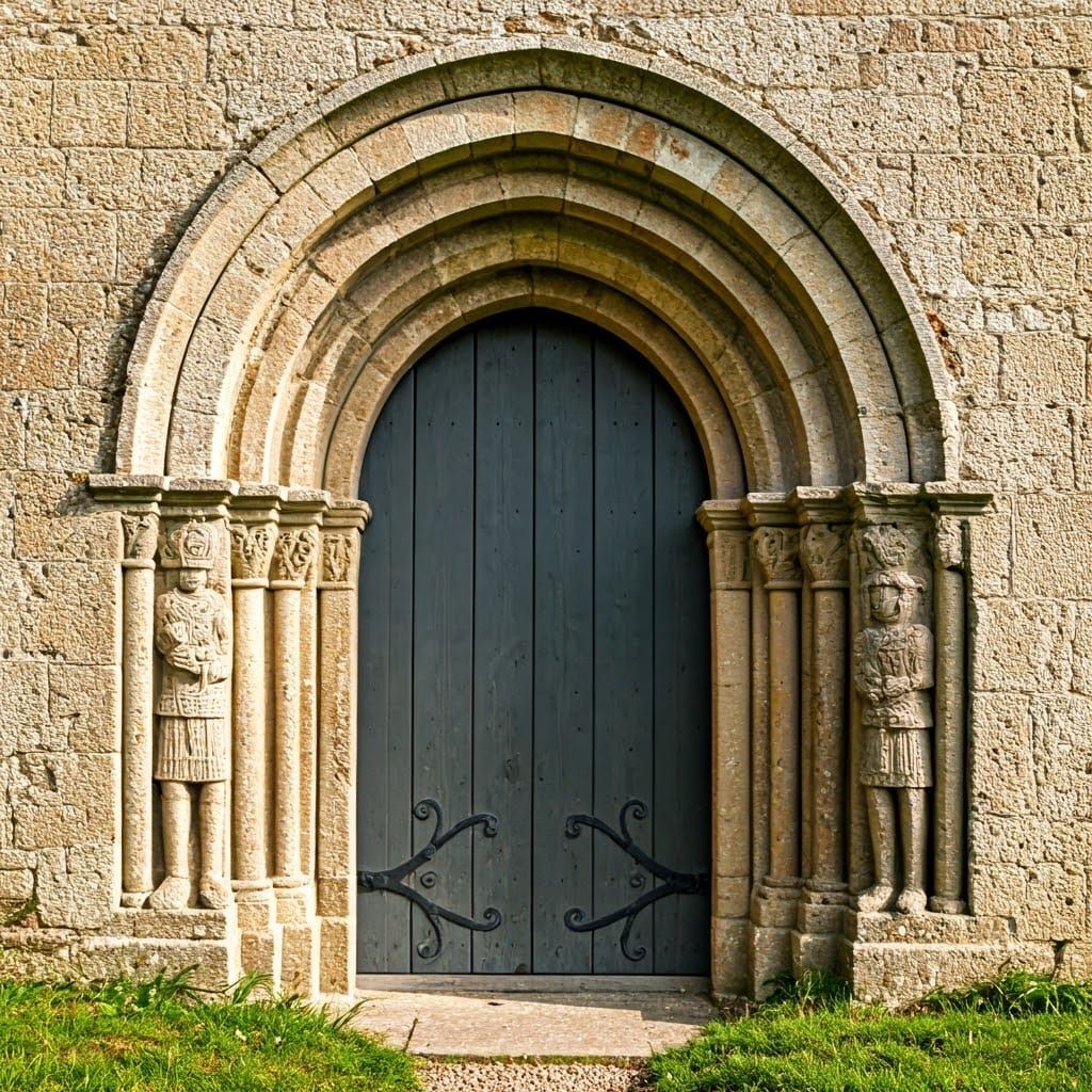 Rustic Norman Church with Romanesque Doorway