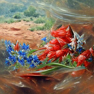 Indian Paintbrush and Bluebonnets Oil Painting