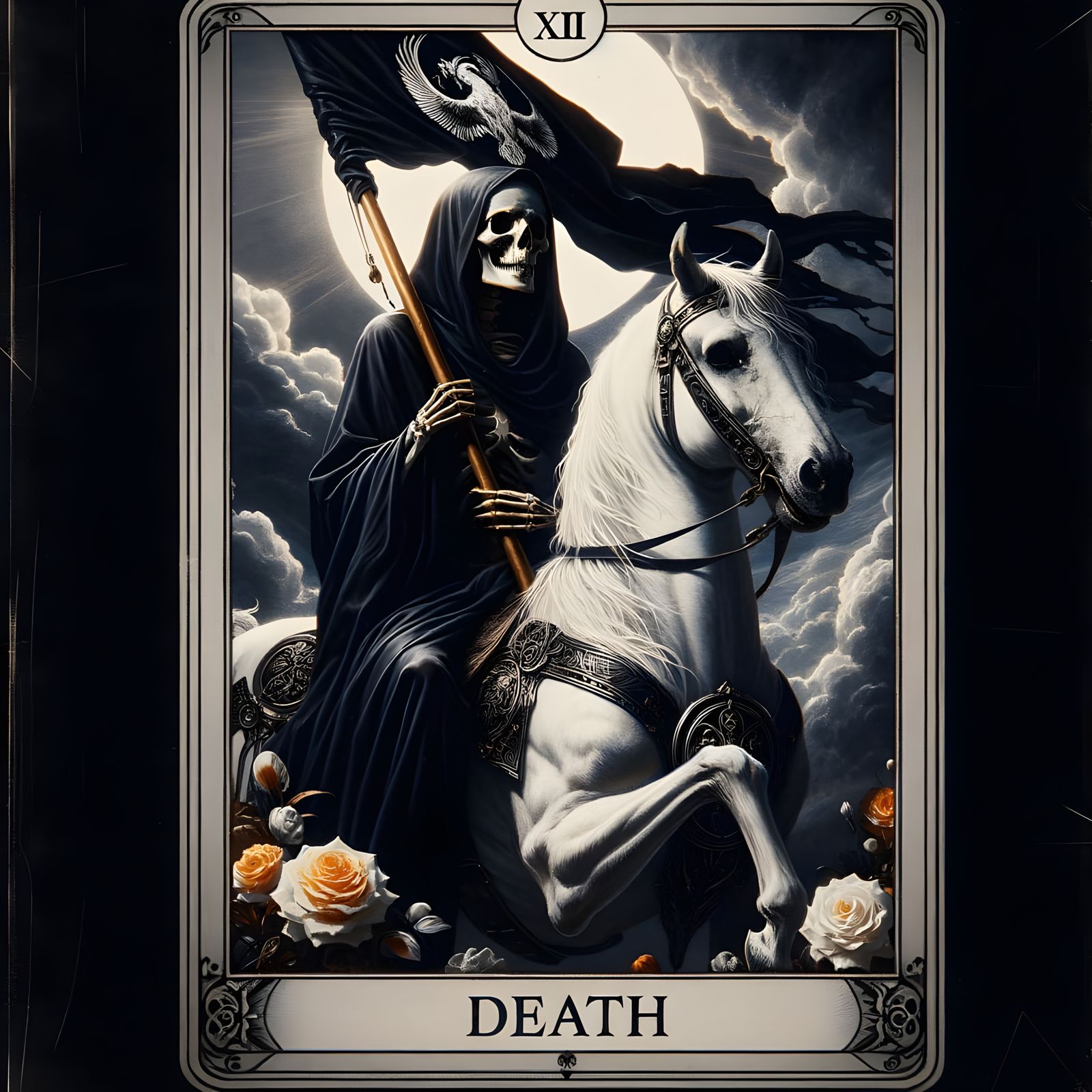 Death Tarot Card in Gothic Baroque Style