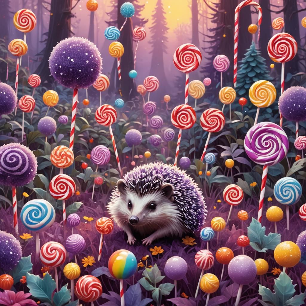 Violet Hedgehog in Candyland Digital Illustration