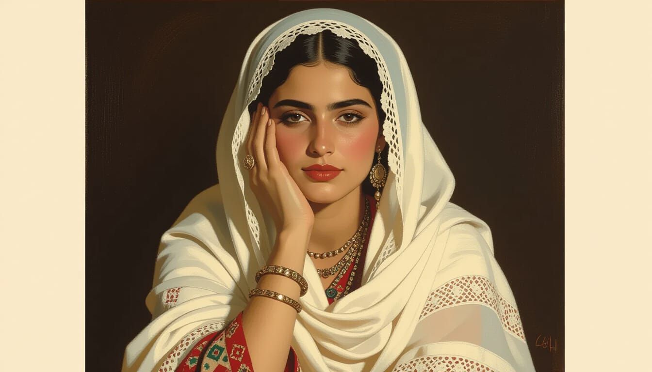 Algerian Woman in Traditional Haik Attire