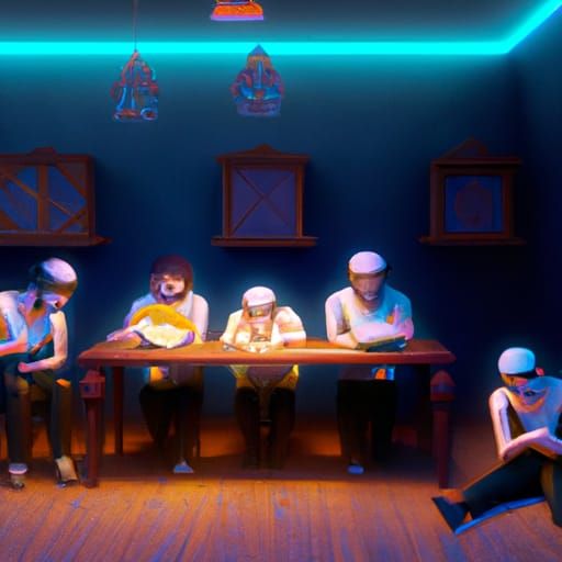 Cartoon of Hasidic Boys in Pastel Colors