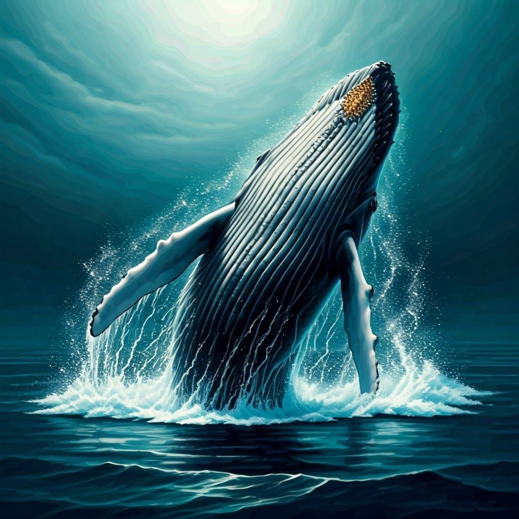 Majestic Whale Leaps from Turquoise Ocean