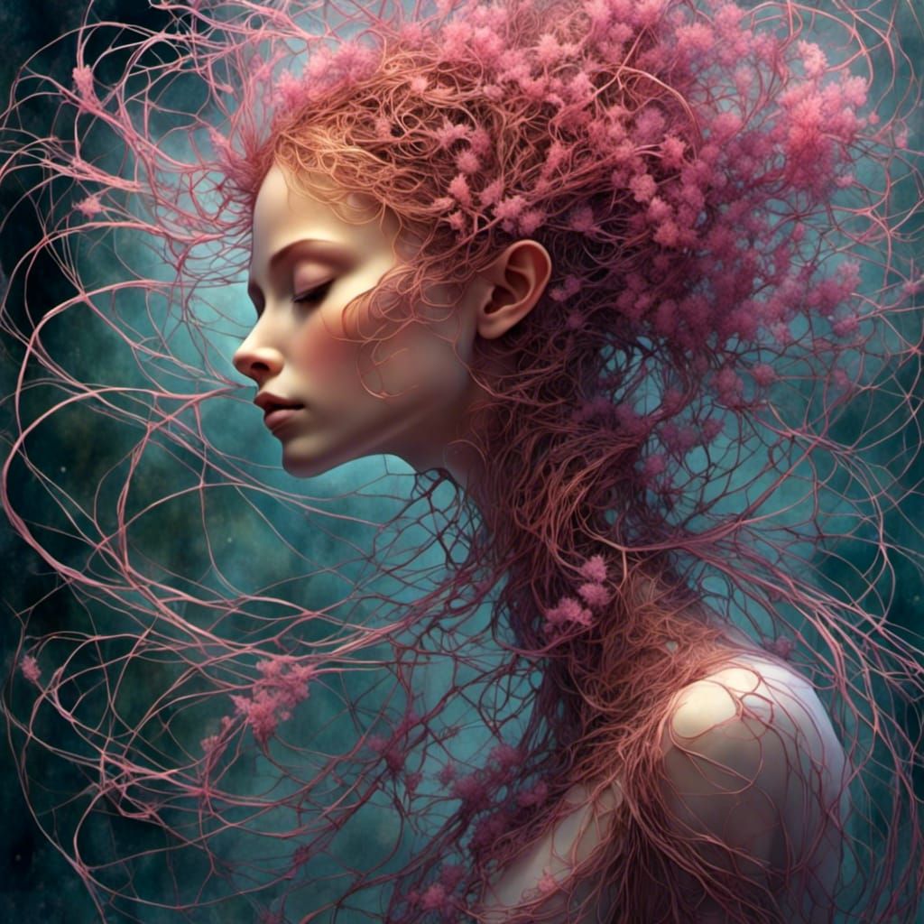 Botanical Nymph with Intertwined Fiddleheads