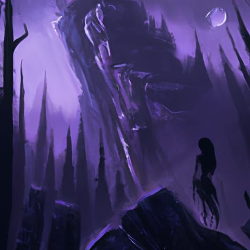 Epic Mountain Forest Scene with Woman