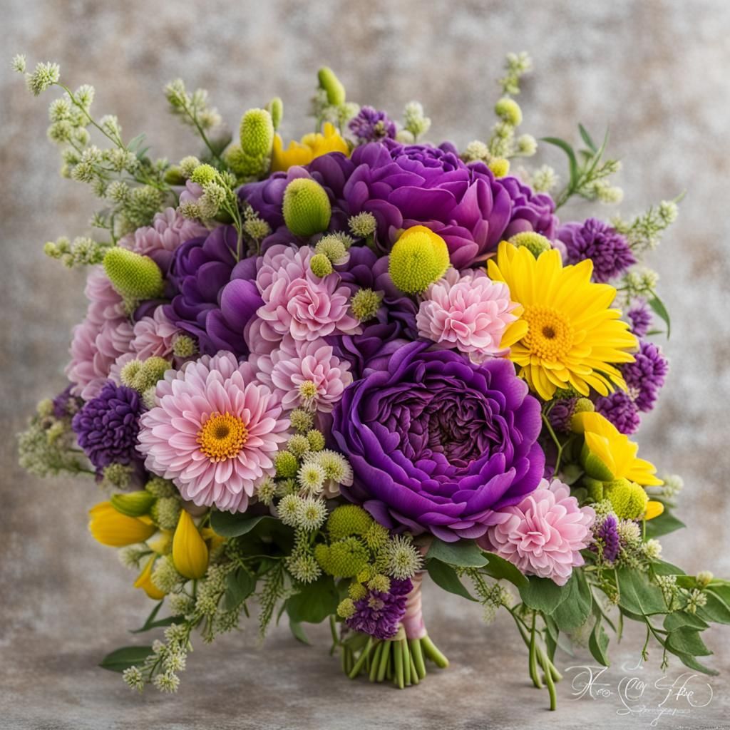 February Birth Flower Bouquet Illustration