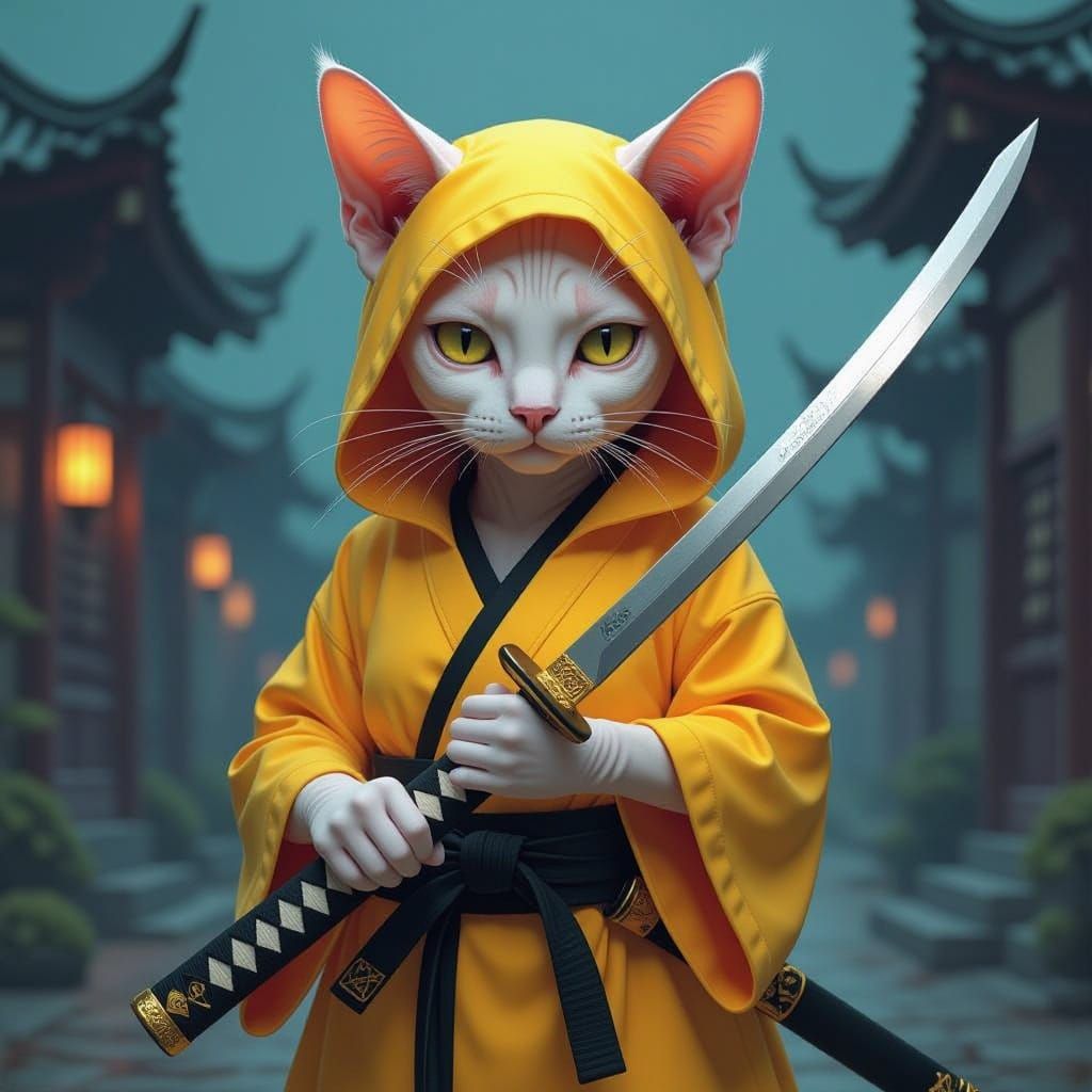 Chibi Sphynx Cat as The Bride in Halloween Magic