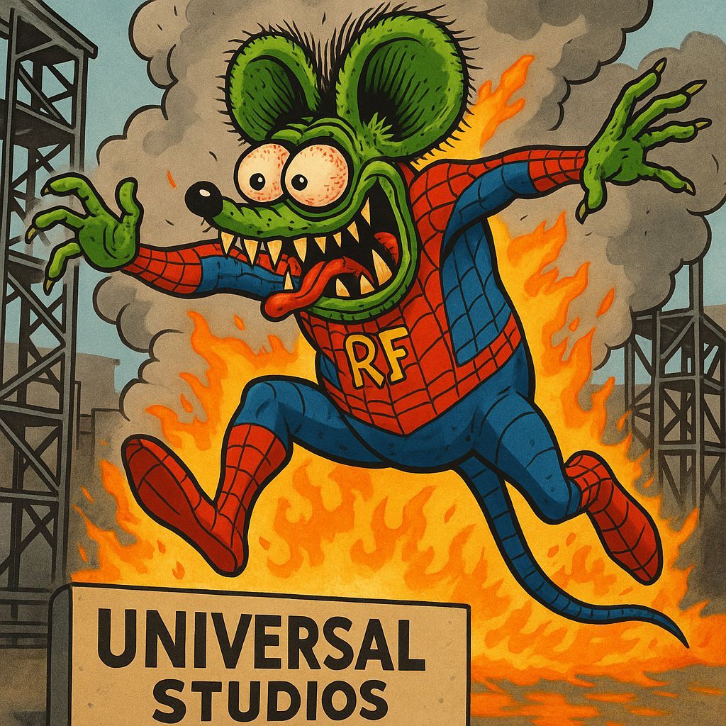 Ratfink Monster as Spiderman in Stunt Show Illustration