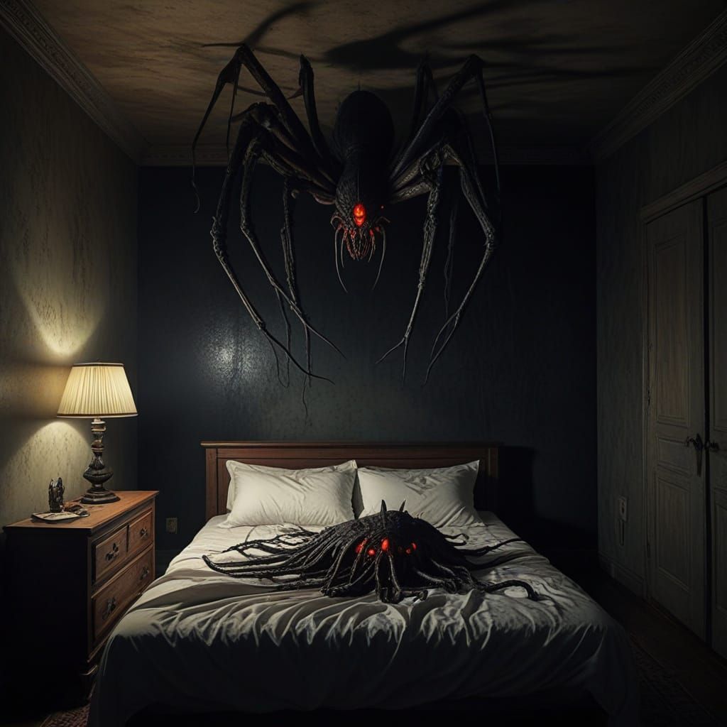 Grotesque Spider Demon Emerges from Dark Shadows