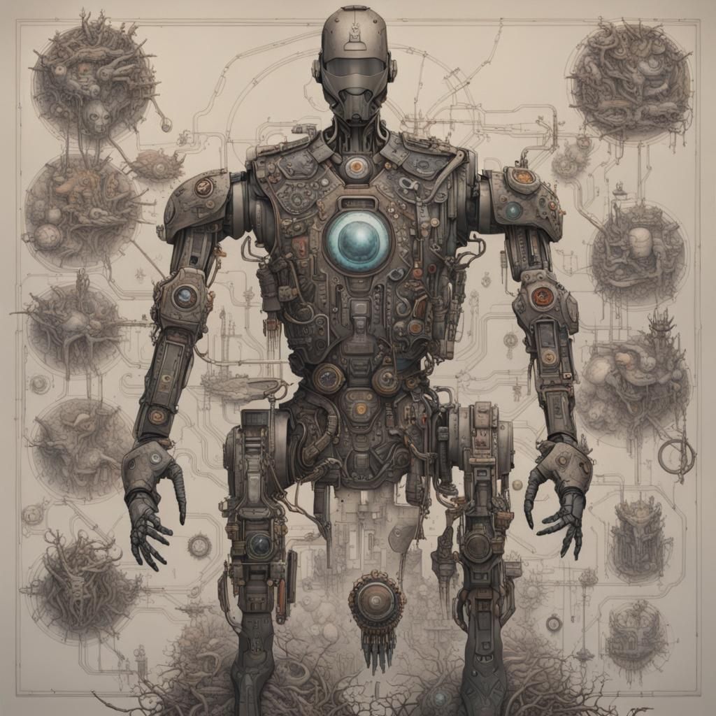 Cyberpunk Robots Control Surreal Cyborgs