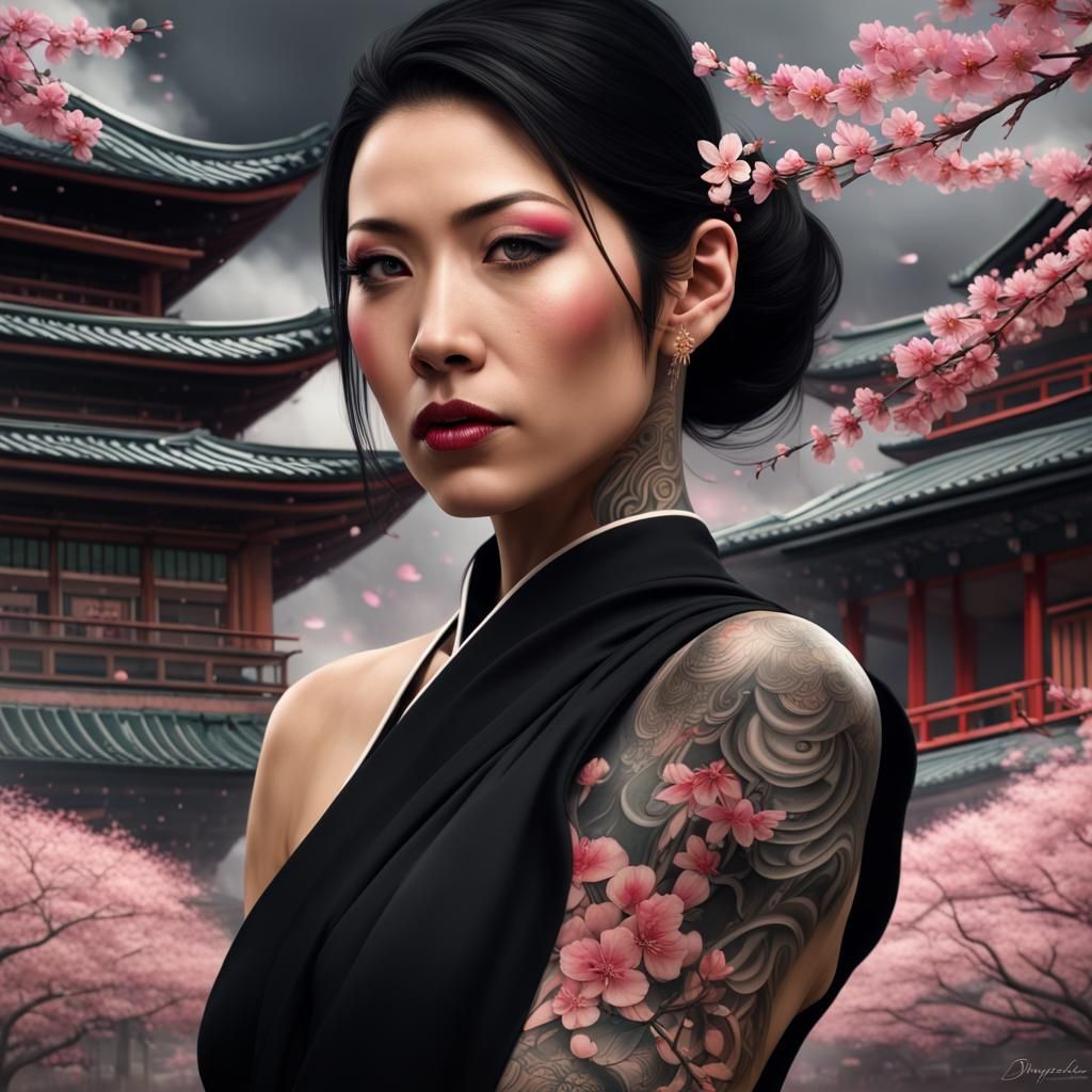 Tattooed Hawaiian Yakuza Woman by Pagoda
