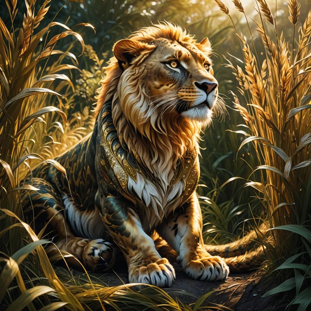 Majestic Serpentine Leo: Fantasy Wildlife Concept Art