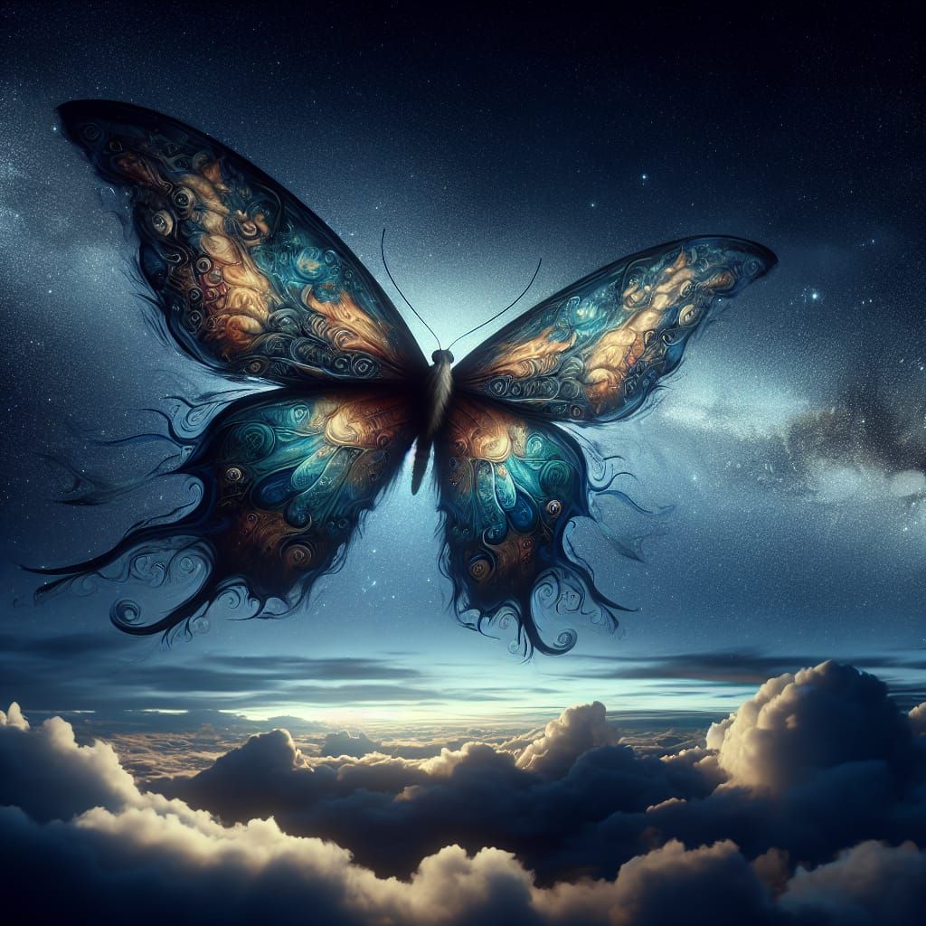 Mythical Butterfly Emerges Above the Clouds