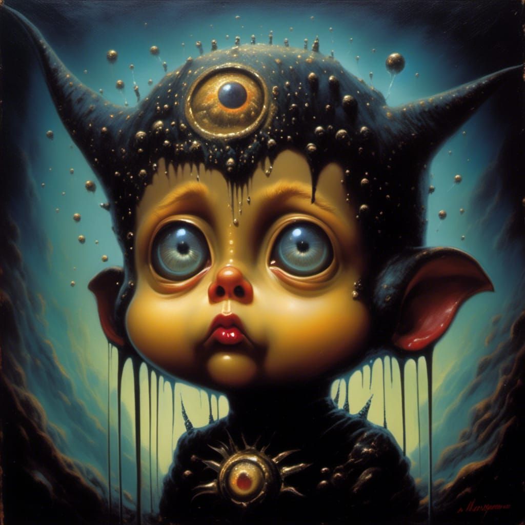 Surreal Post-Apocalyptic Potato: Macabre Oil Painting