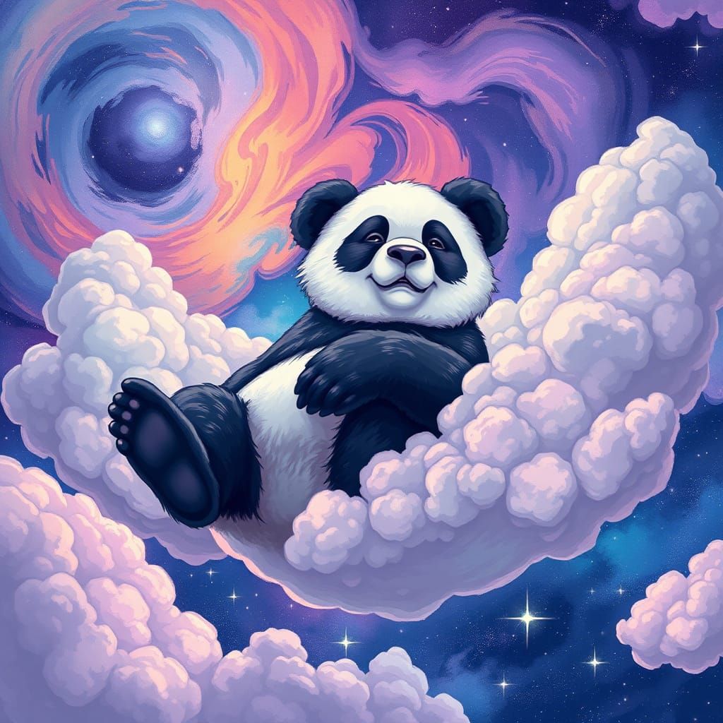 Panda in Space: Manga Anime Illustration