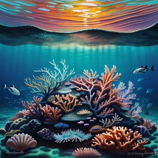 Whimsical Underwater Hermit Crab in Vibrant Seascapes