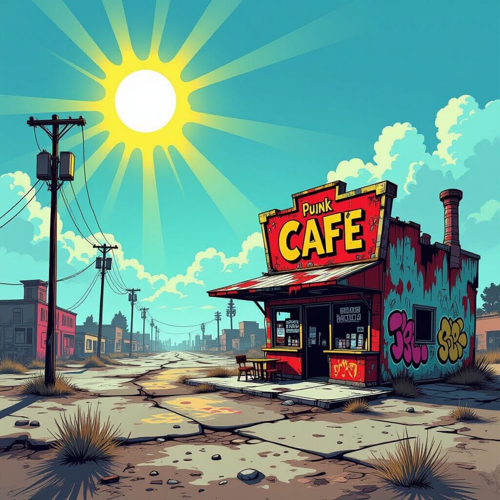 Punk Cafe in Ruined Western Wasteland: Abstract Expressionis...