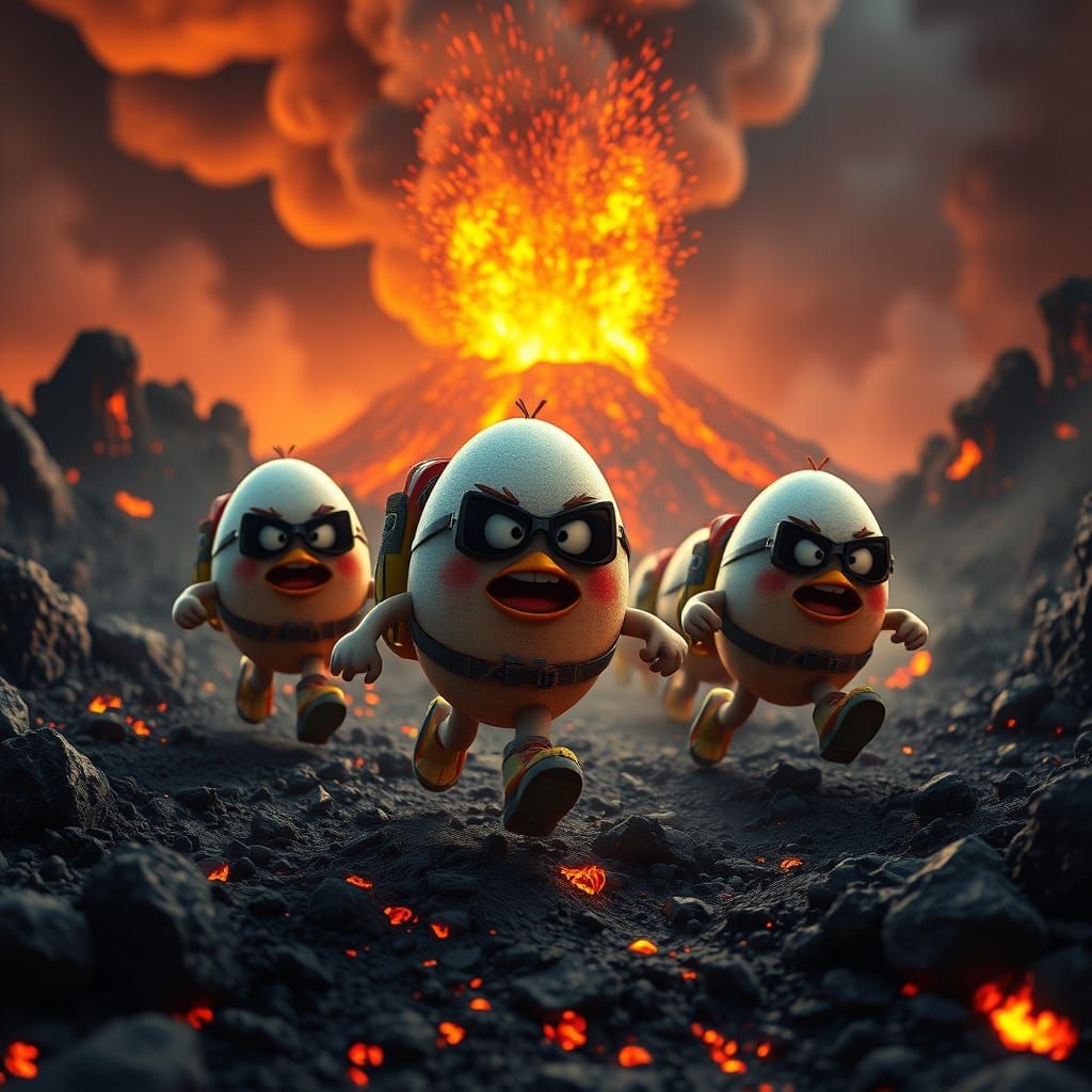 Surreal Anime Gods Fleeing Inferno