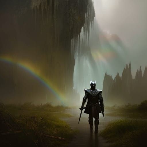 Dark Knight in Marshland: Hyperdetailed Concept Art