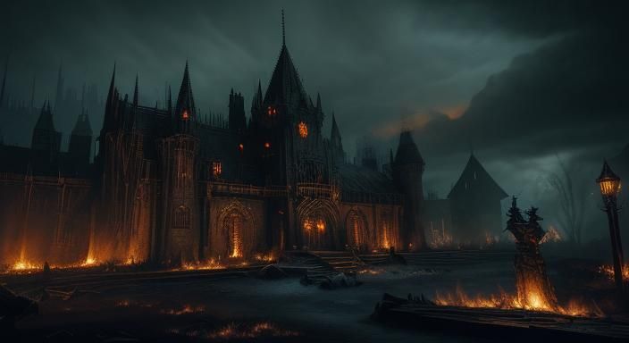 Medieval Blacksmith in Dark Fantasy Forge