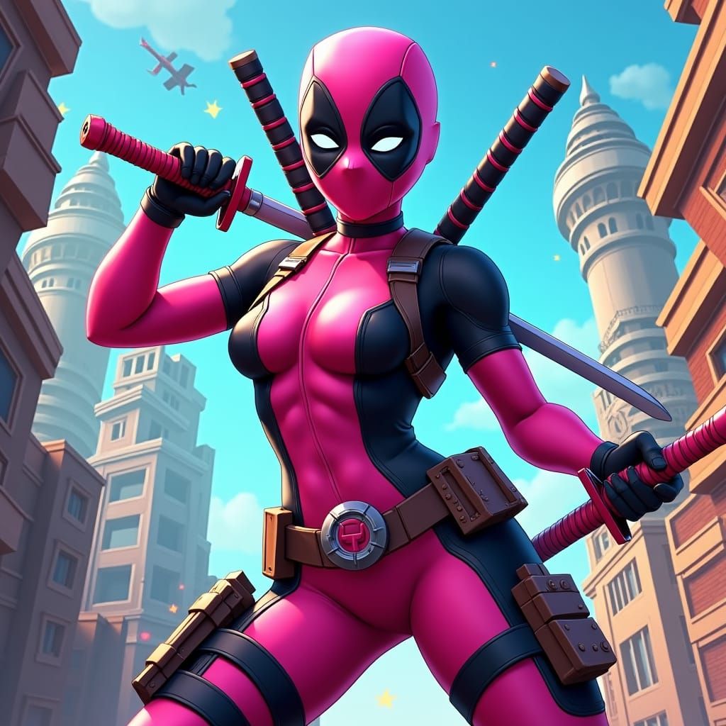 Gwenpool in Fortnite Action Pose, Comic Book Art