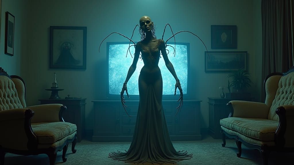 Eerie Spindly Figure in Gothic Digital Painting