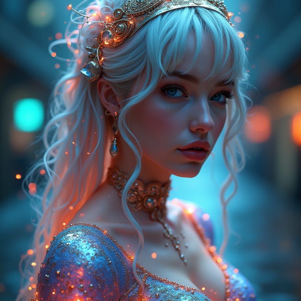 Steampunk Goddess in Iridescent Splendor