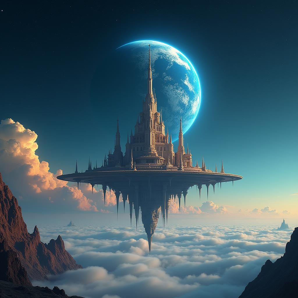 Lunar City with Earth Backdrop: a Matte Painting