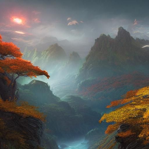 Valley River Sunset: A Digital Matte Painting