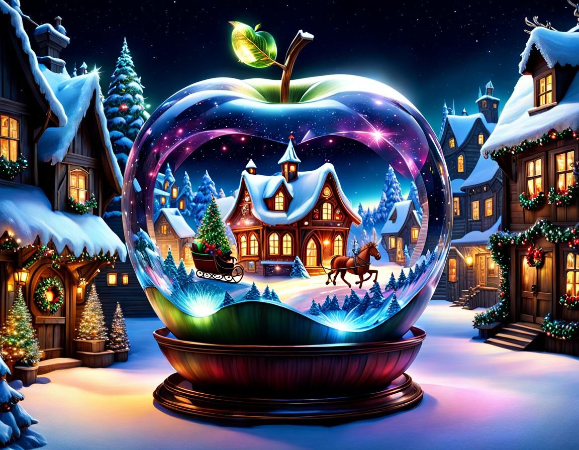 Crystal Apple Christmas Village Fantasy Art