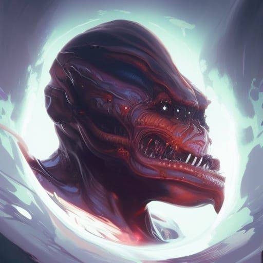 Demonic Extraterrestrial Portrait in Hyperdetailed Style