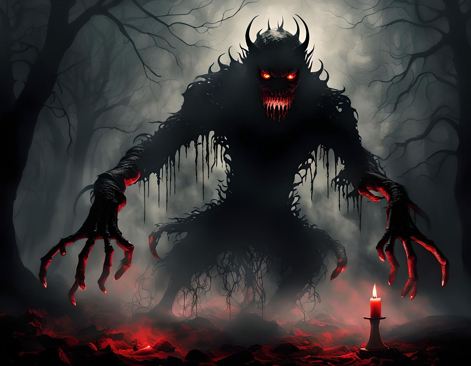 Terrifying Shadow Creature in Gothic Horror Style