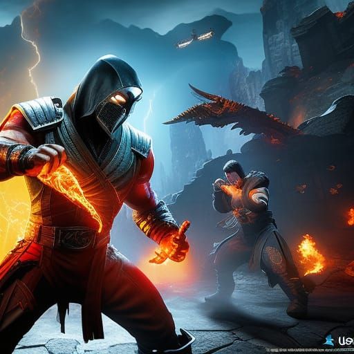 Mortal Kombat Splash Art in Studio Ghibli Style