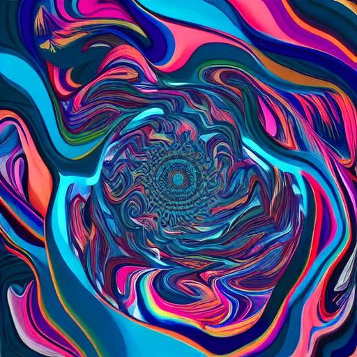 Kaleidoscopic River in Surreal Digital Art Style